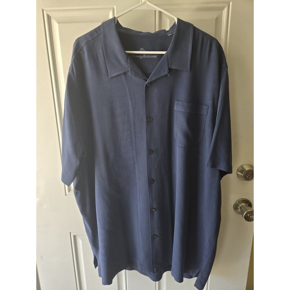 Men’s 3XL Tommy Bahamas 100% Silk Blue Shirt Button Up Short Sleeves